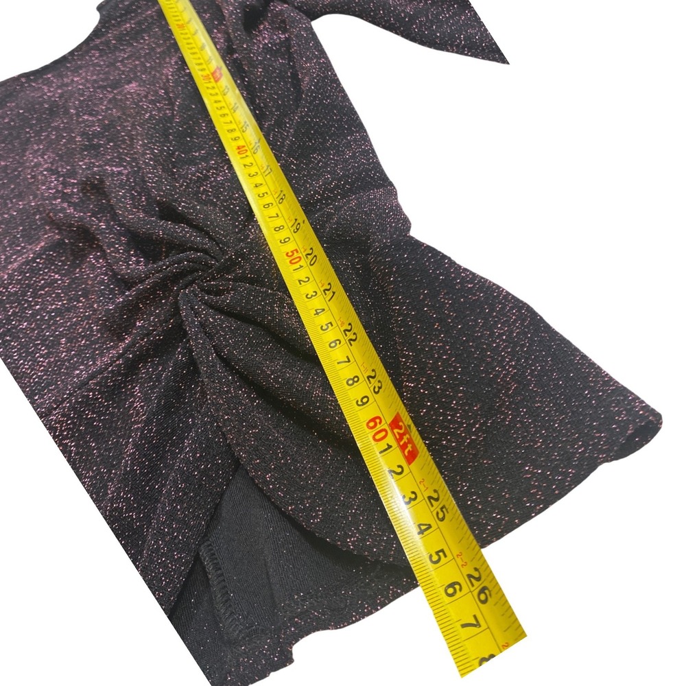 Karen Kane Black Pink Metallic Shimmer Blouse Medium Stretch Evening Top USA - Picture 7 of 9